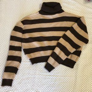 Brown turtle-neck knit sweater, XS